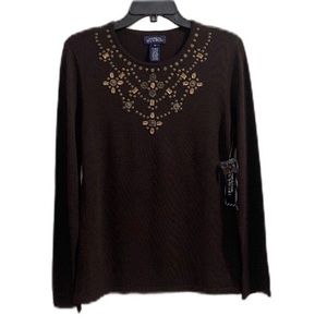 Jones New York Walnut Brown Long Sleeve Shirt